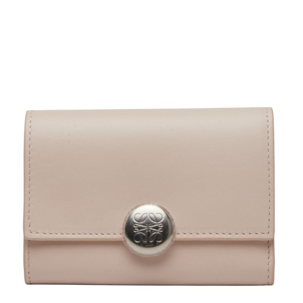 Loewe Leather Pebble Vertical Wallet Small Trifold Pink